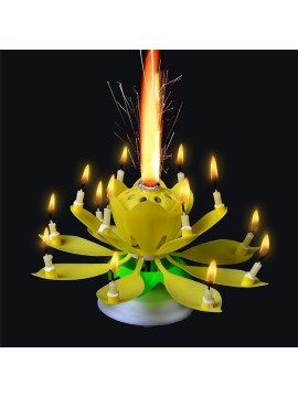 Two Layers With 14 Small Candles Lotus Happy Birthday Spin Singing Romantic Musical Flower